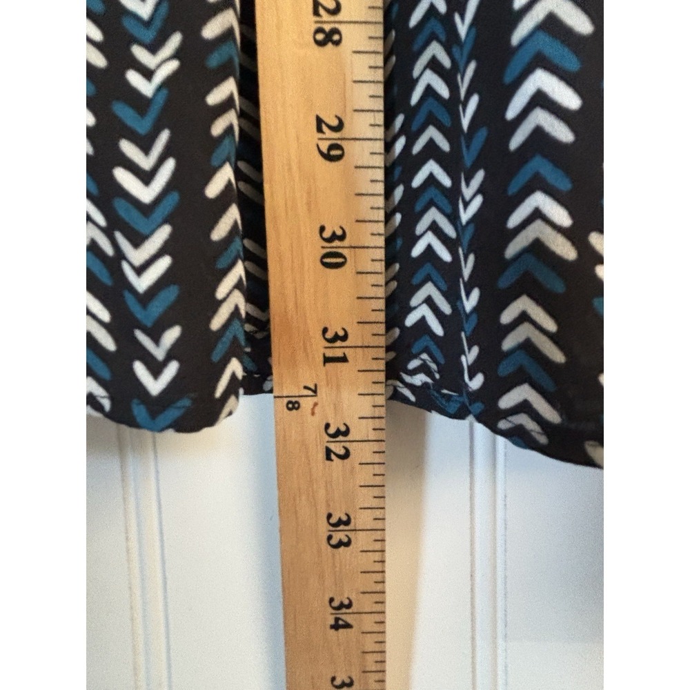 Avenue Long Tunic Short Dress 22/24 Balloon Long Sleeve Teal Black Chevron Print - Picture 9 of 9